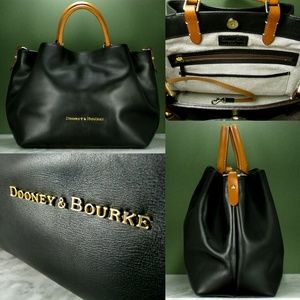 Black Leather Dooney & Bourke Satchel Handbag