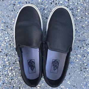Vans black slip ons