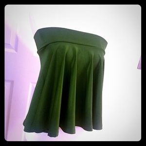 Forest Green Strapless Flow Top