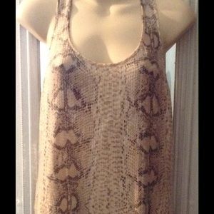 BEAUTIFUL ANIMAL PRINT 100% SILK SEQUIN TANK
