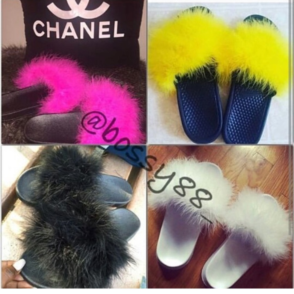Customized hand made fur slippers