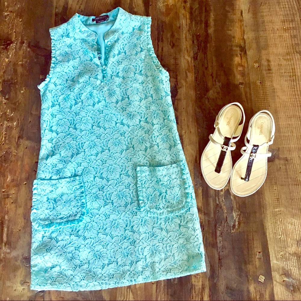 BCBGMaxAzria Shift Lace Dress, Lt. Turquoise Blue