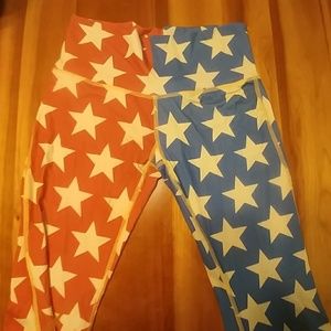 Red white and blue teeki leggings