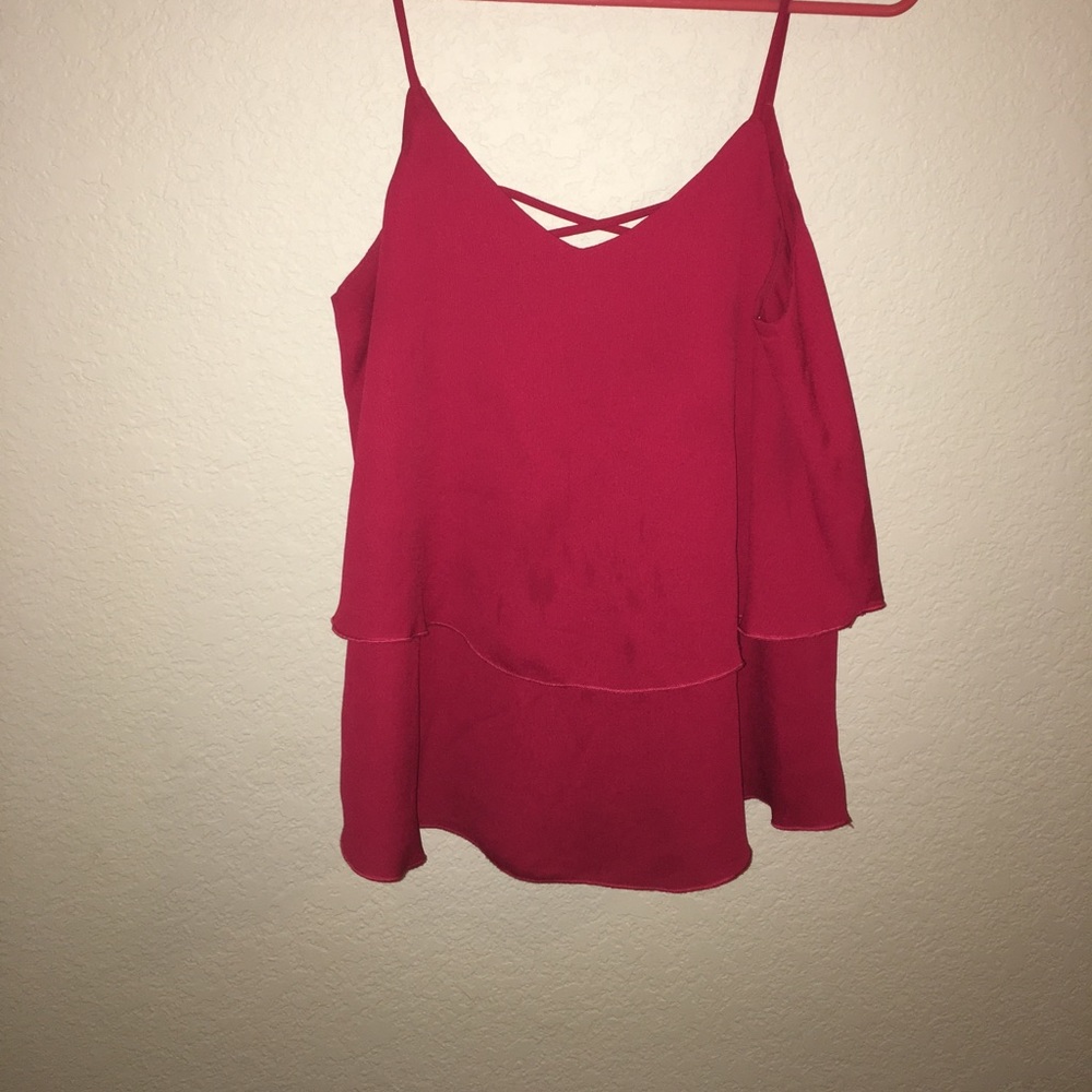Red flowy tank top
