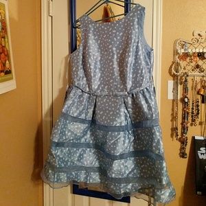 Full-skirted sky blue dress
