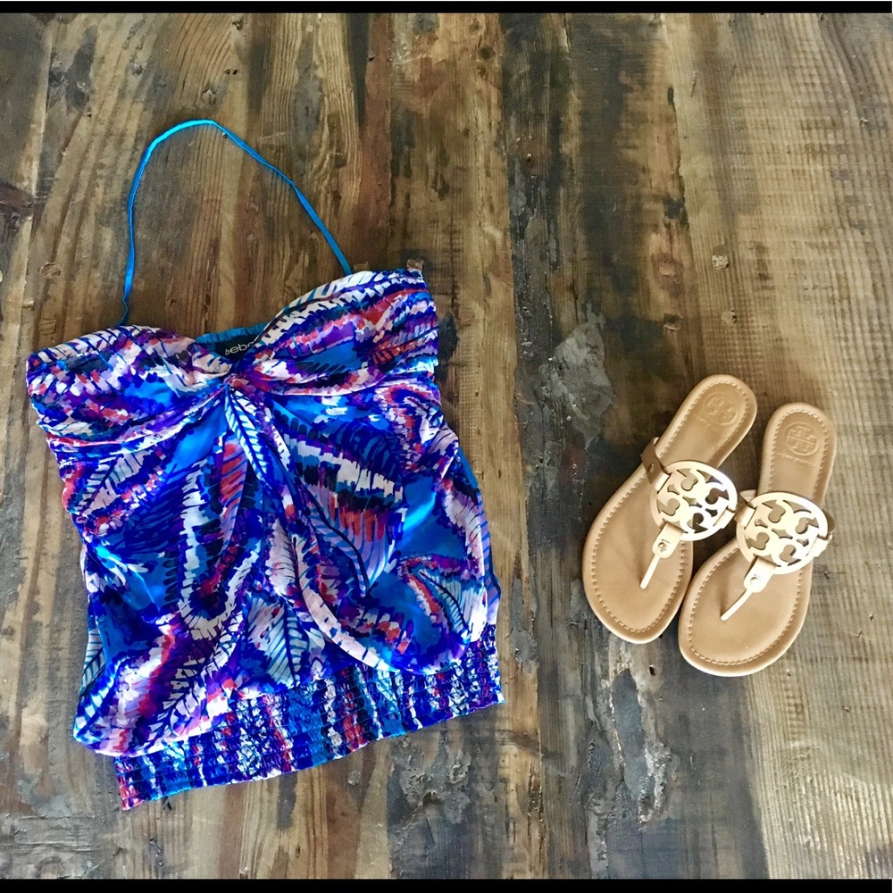 EUC Bebe Strapless Silk Blouse, XS/2