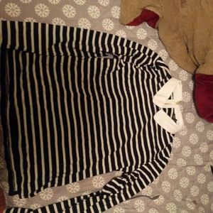 Forever 21 zip up striped shirt peter pan collar