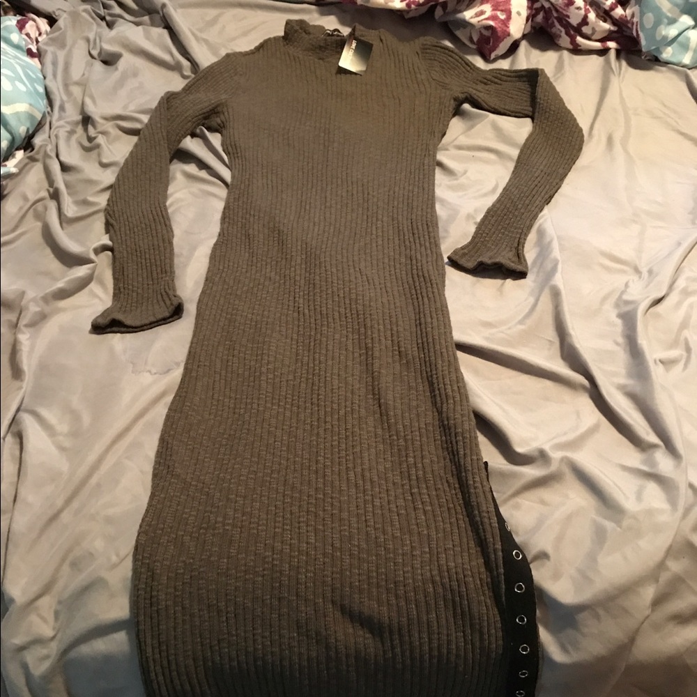 Olive green sweater dress