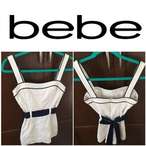 Bebe white belted corset top Pin-up Inspired