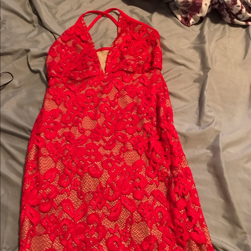 Red lace dress