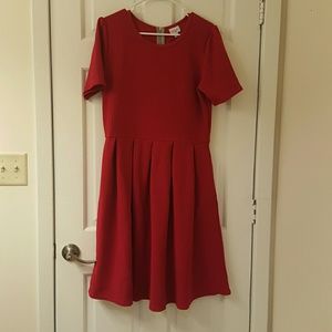 Red LuLaRoe Amelia fit and flare dress