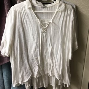 White lace up shirt