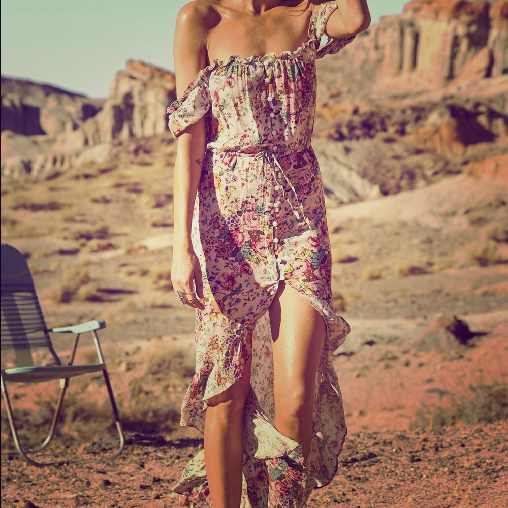 AUGUSTE willow maxi off shoulder high low dress