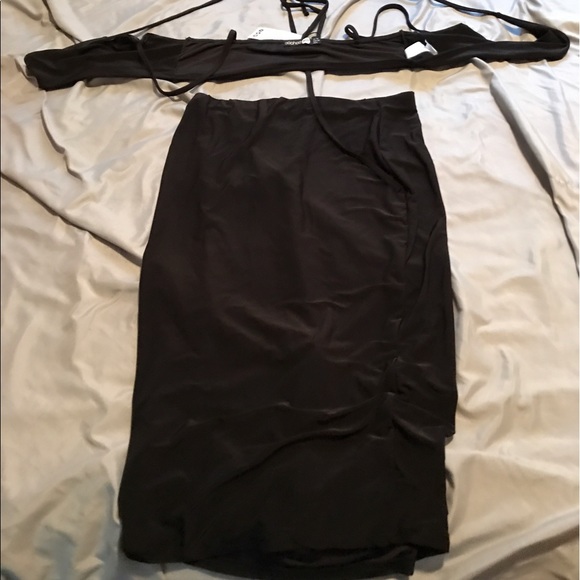 Black tie up bralette and skirt two piece set - Picture 2 of 2