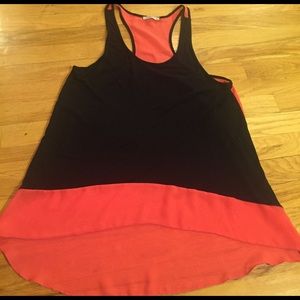 Issi black & bright coral swing tank w/sheer back