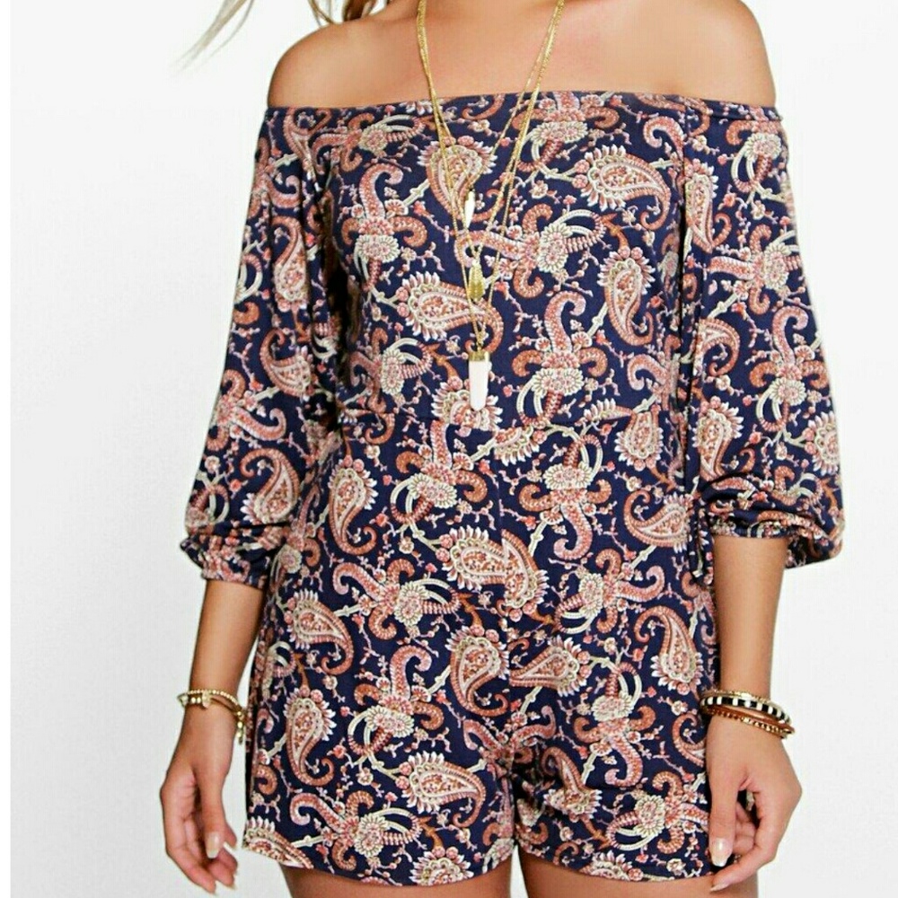 Boohoo off shoulder romper