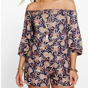Boohoo off shoulder romper