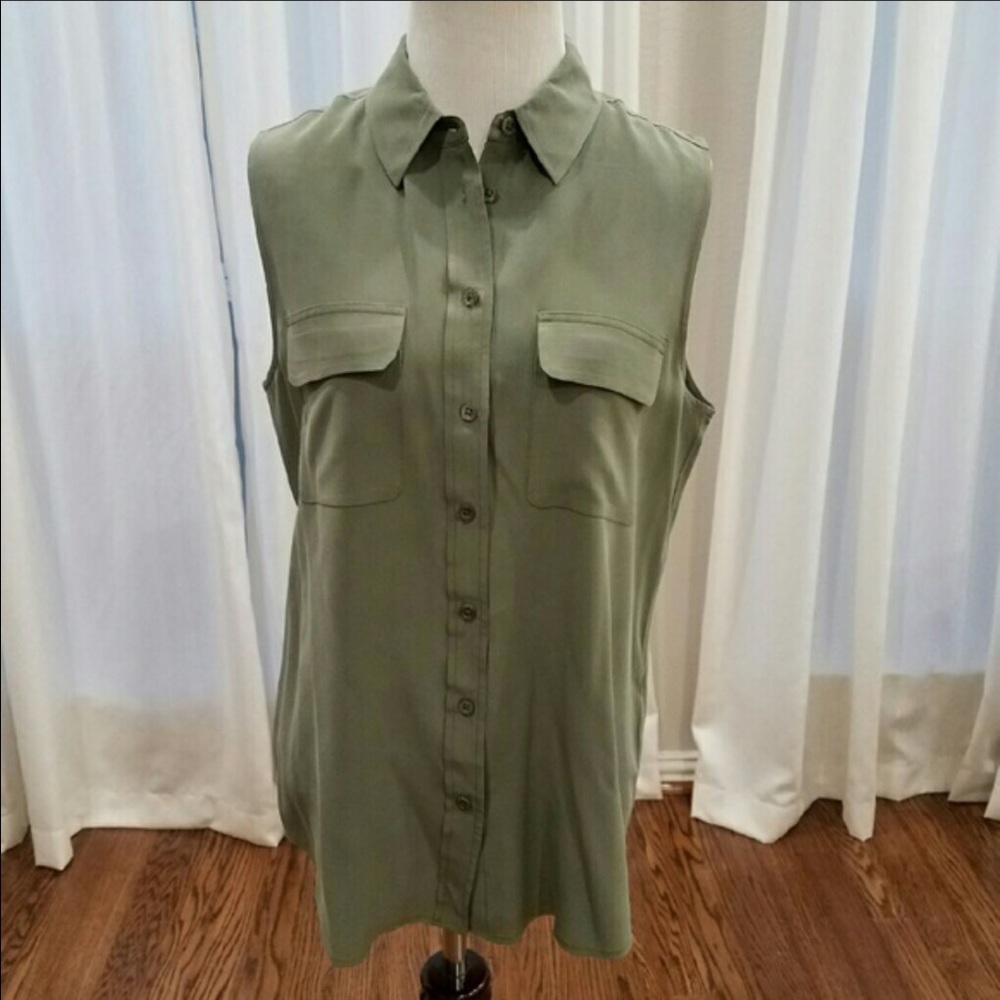 Equipment Silk Blouse top S olive