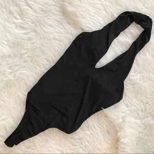 Foreign Exchange Black V Neck Bodysuit