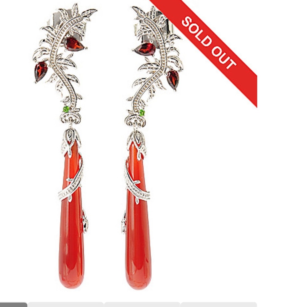 AVAILABLE-Dallas Prince SS Red Agate Earrings NWOT