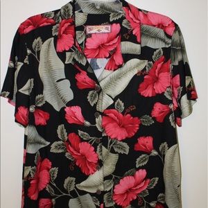 Caribbean Joe Black Floral Island Shirt