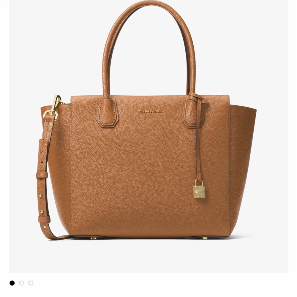 Michael Kors Mercer Large Leather Satchel in Acorn