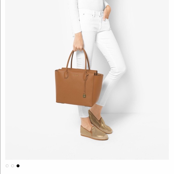 Michael Kors Mercer Large Leather Satchel in Acorn