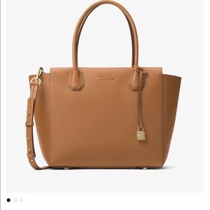 Michael Kors Mercer Large Leather Satchel in Acorn