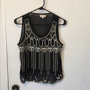 Size small black and silver top