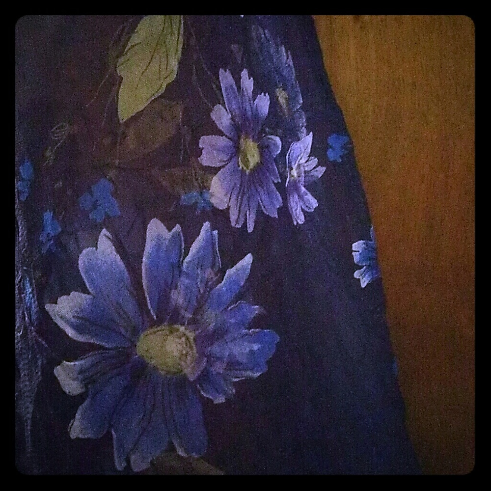 Dark blue spring style floral design scarf