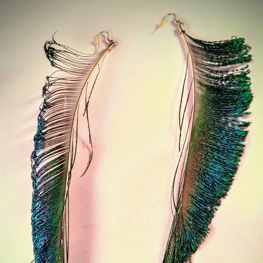 Peacock feather earings