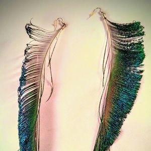 Peacock feather earings