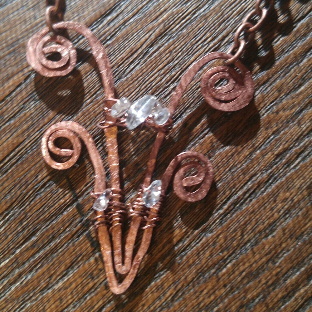 Copper Necklace clear glass