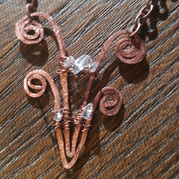 Copper Necklace clear glass - Picture 1 of 3