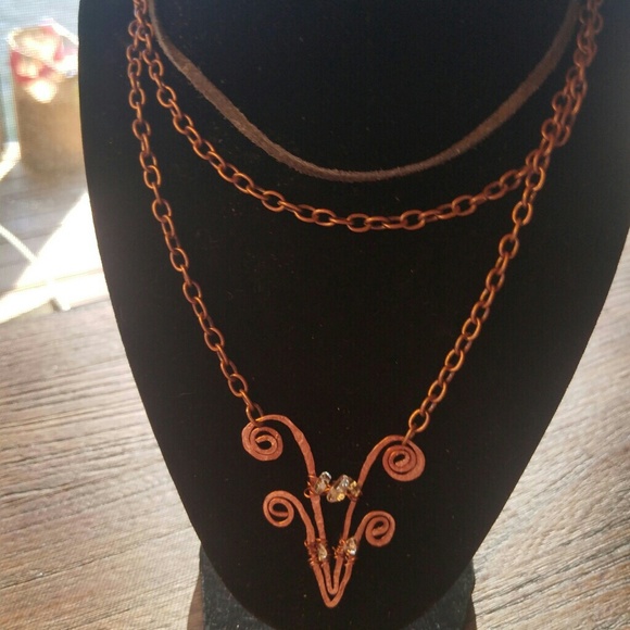 Copper Necklace clear glass - Picture 3 of 3