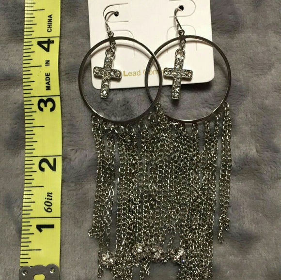 SOLD EARRINGS HOOP CROSS - Picture 5 of 8