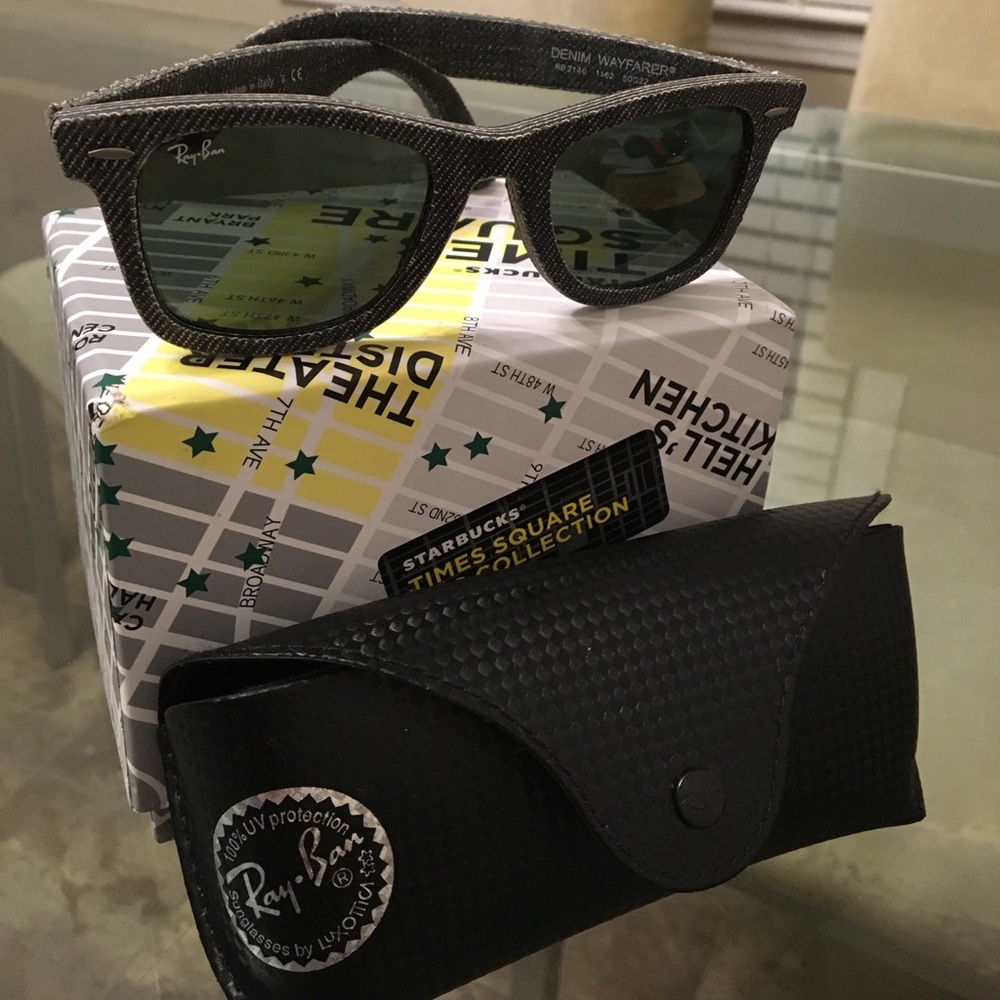 Ray ban wayfarer black denim unisex sunglasses