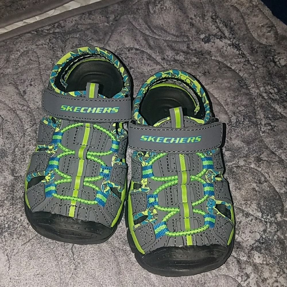 Skechers Closed Toe Sandals Blue Green Grey