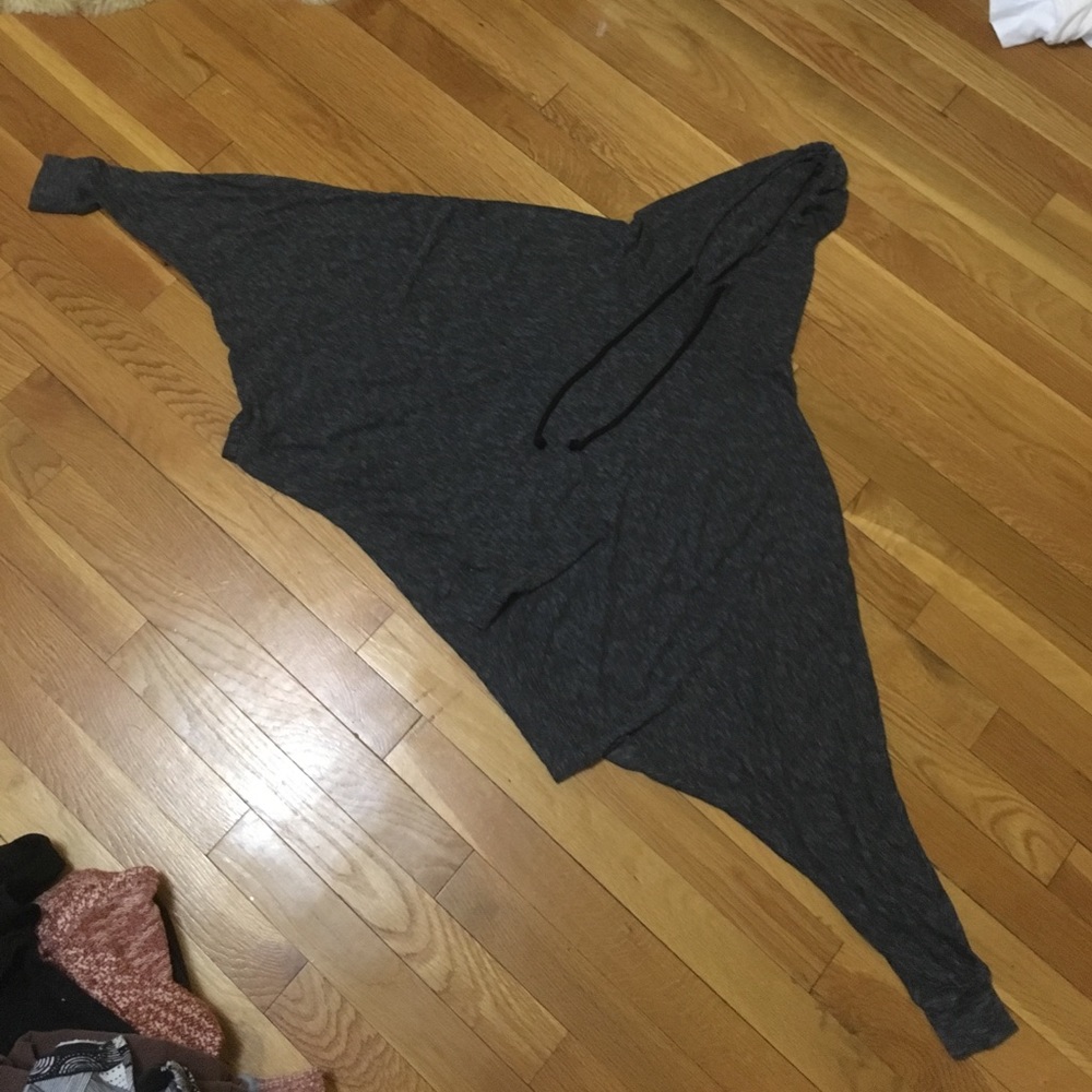 Cute Grey Hooded Long Sleeve Shirt