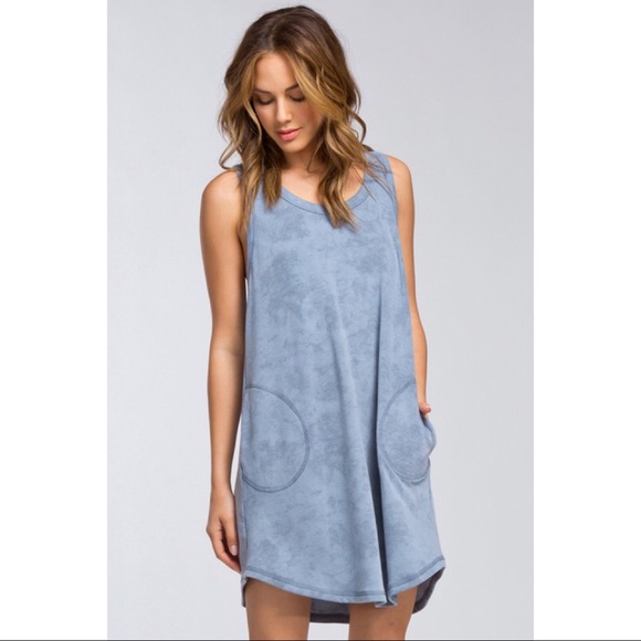 LAST ONE!! Blue Pocketed Dress - Picture 3 of 4