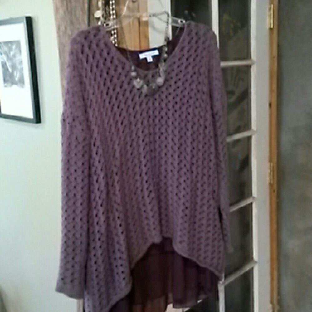 She & Sky long spring sweater with chiffon slip