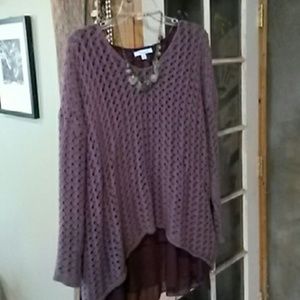 She & Sky long spring sweater with chiffon slip