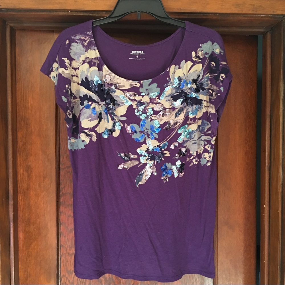 Express embellished purple shirt size Medium