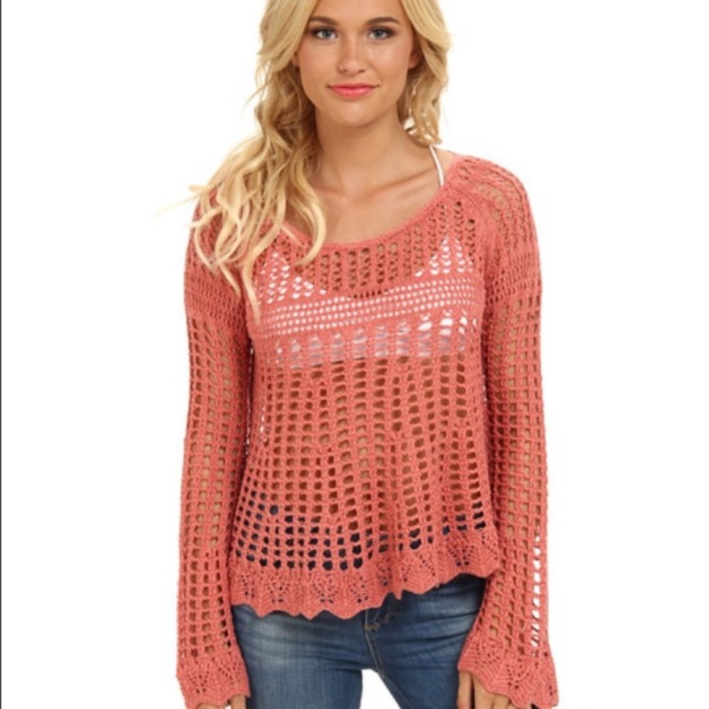 FREE PEOPLE coral sweater