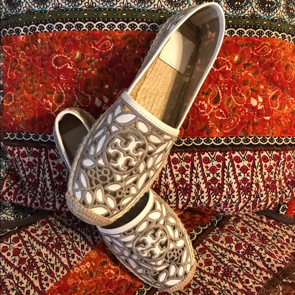 Tory Burch 'Rhea' Embroidered Leather Espadrilles