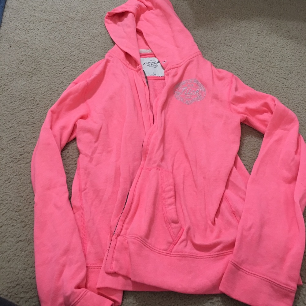 Abercrombie neon pink hoodie! EUC!