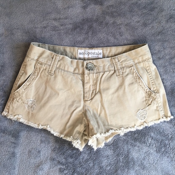 Aeropostale Shorts Aeropostale Low Rise Distressed Khaki Short Size