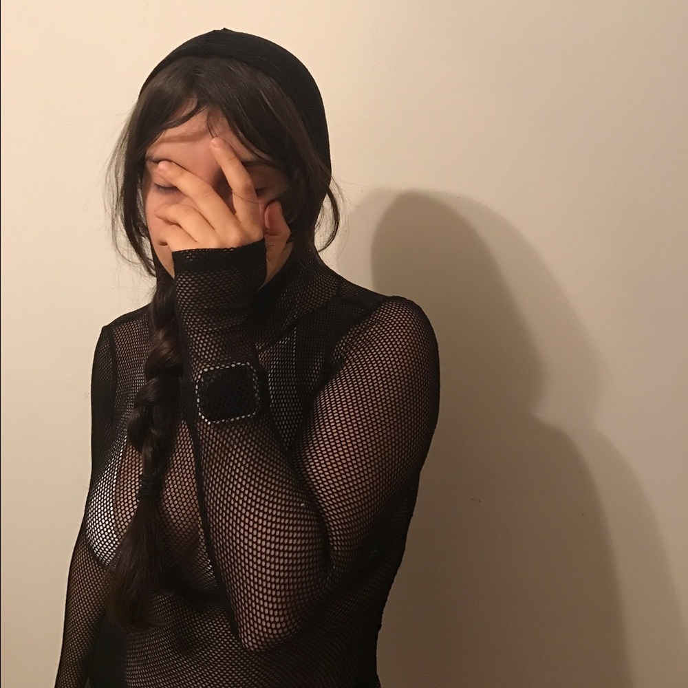 Fishnet hooded top