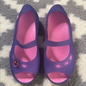 Girls Crocs Purple Pink 13 EUC