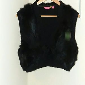 Black Rabbit Fur Vest